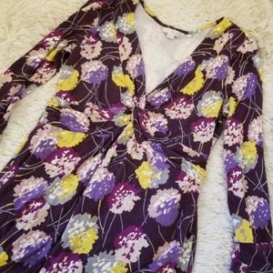 Boden purple yellow floral print dress 6R